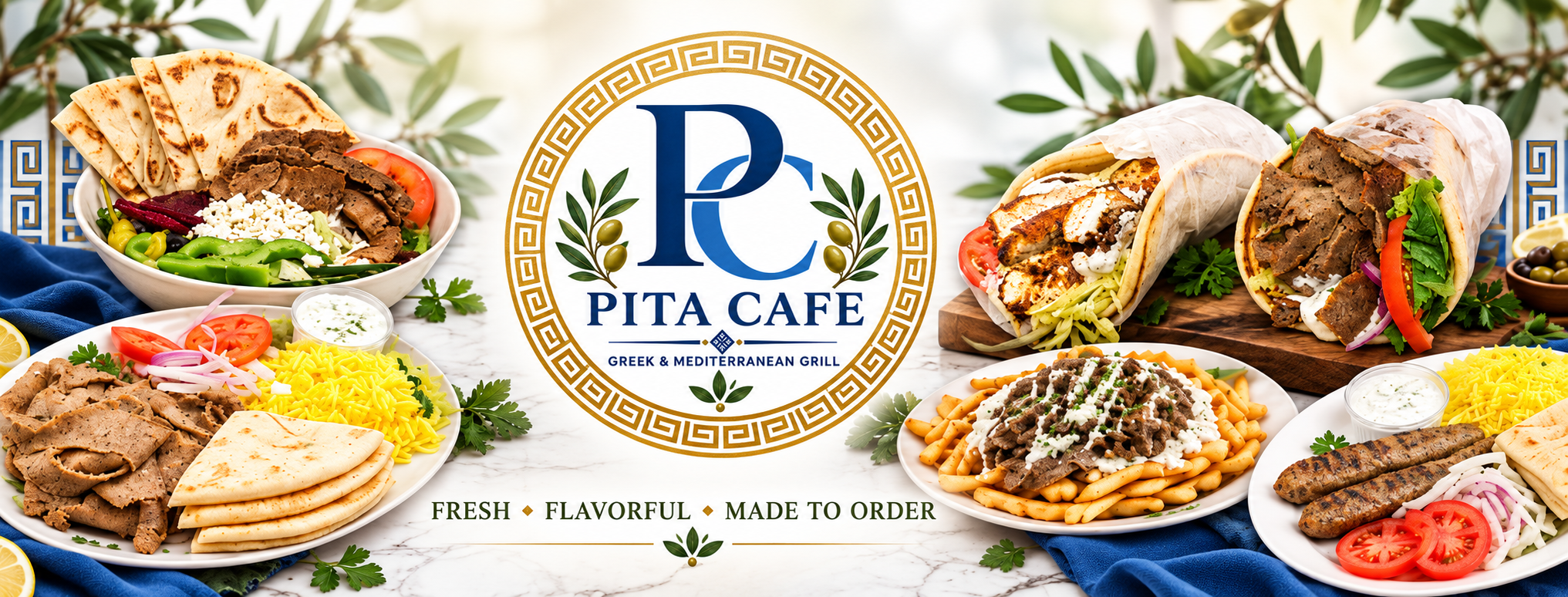 Pita Cafe Greek and Mediterranean dishes including bowls, pitas and platters